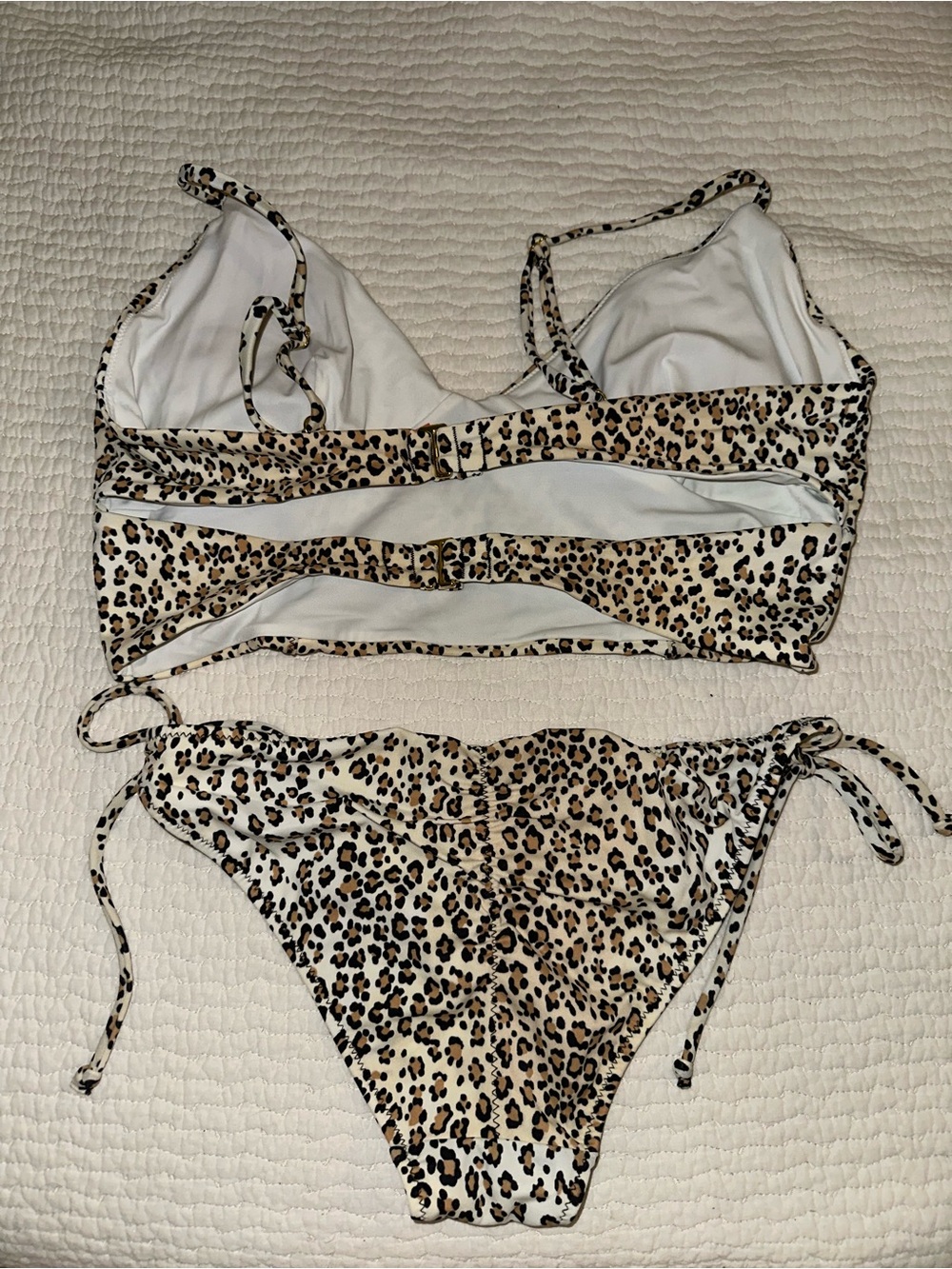 Victoria’s Secret Leopard Print Longline Bikini Top and Tie-Side Bottom - Picture 3 of 5
